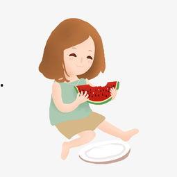 吃瓜图片女生可爱卡通,卡通女生与可爱吃瓜瞬间